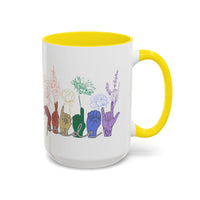 Load image into Gallery viewer, Rainbow ASL Hands with Flowers Mug | Accent Coffee Mug