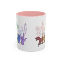 Load image into Gallery viewer, Rainbow ASL Hands with Flowers Mug | Accent Coffee Mug
