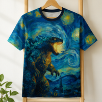 Load image into Gallery viewer, Mythical Beast Van Gogh Shirt – Starry Night All Over Print Kaiju Art Tee