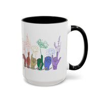 Load image into Gallery viewer, Rainbow ASL Hands with Flowers Mug | Accent Coffee Mug