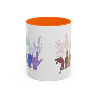 Load image into Gallery viewer, Rainbow ASL Hands with Flowers Mug | Accent Coffee Mug