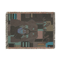 Load image into Gallery viewer, Bernese Mountain Dog Throw Woven Blanket | Retro Geometric Dog Portrait