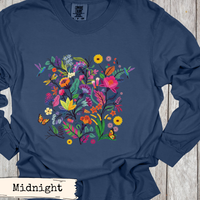 Load image into Gallery viewer, Wildflower Tshirt – Hummingbird Butterfly Design Nature Lover Botanical Graphic