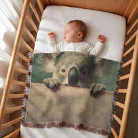 Load image into Gallery viewer, Koala Baby Blanket – Handwoven Cotton Animal Theme Nursery Gift