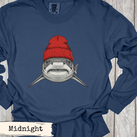 Load image into Gallery viewer, Tiger Shark Beanie Shirt Funny Coastal Adventure Ocean Art