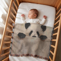 Load image into Gallery viewer, Panda Woven Blanket – Soft Cotton Throw for Nursery Gifts