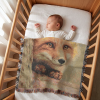 Load image into Gallery viewer, Fox Throw Blanket – Woven Vintage Tapestry for Woodland Nursery
