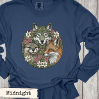 Load image into Gallery viewer, Woodland Animal Art – Wolf Fox Otter Botanical Floral Nature Print