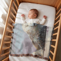 Load image into Gallery viewer, Snowy Owl Woven Blanket | Woodland Bird Throw, Rustic Home Decor