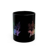 Load image into Gallery viewer, Pride Floral Hands Mug | Black Ceramic Rainbow Bouquet Mug