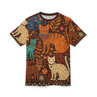 Load image into Gallery viewer, Boho Cat Tshirt – Folk Art Design with Vintage Autumn Florals