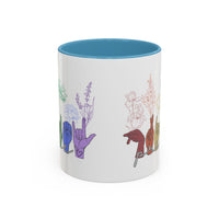 Load image into Gallery viewer, Rainbow ASL Hands with Flowers Mug | Accent Coffee Mug