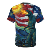Load image into Gallery viewer, Dinosaur American Flag Shirt – All Over Print Patriotic Graphic Tee
