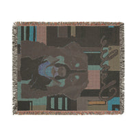 Load image into Gallery viewer, Bernese Mountain Dog Throw Woven Blanket | Retro Geometric Dog Portrait