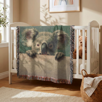 Load image into Gallery viewer, Koala Baby Blanket – Handwoven Cotton Animal Theme Nursery Gift