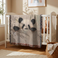 Load image into Gallery viewer, Panda Woven Blanket – Soft Cotton Throw for Nursery Gifts