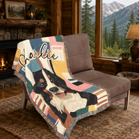 Load image into Gallery viewer, Custom Pet Blanket – Woven Cotton Personalized Portrait Throw