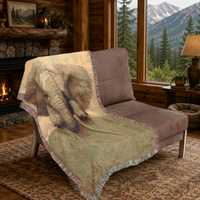 Load image into Gallery viewer, Elephant Throw Blanket – Safari Nursery Woven Cotton Gift
