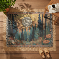 Load image into Gallery viewer, Forest Tapestry Blanket – Woven Moon Landscape Rustic Cabin Throw