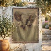 Load image into Gallery viewer, Elephant Throw Blanket – Safari Nursery Woven Cotton Gift