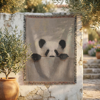 Load image into Gallery viewer, Panda Woven Blanket – Soft Cotton Throw for Nursery Gifts