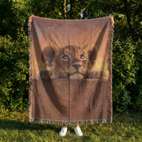 Load image into Gallery viewer, Lion Throw Blanket – Handwoven Cub Design Safari Nursery Wall Hanging