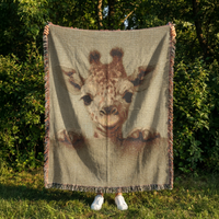Load image into Gallery viewer, Giraffe Nursery Blanket – Woven Cotton Boho Safari Throw with Fringe