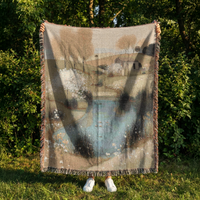Load image into Gallery viewer, Woven Tapestry Throw Blanket – Farmhouse Cottage Landscape with Fringe