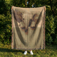 Load image into Gallery viewer, Elephant Throw Blanket – Safari Nursery Woven Cotton Gift