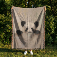 Load image into Gallery viewer, Panda Woven Blanket – Soft Cotton Throw for Nursery Gifts