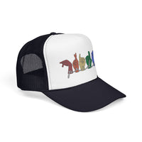 Load image into Gallery viewer, Pride ASL Hands Foam Trucker Hat | Rainbow Sign Language Cap