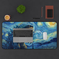 Load image into Gallery viewer, Starry Night Godzilla Desk Mat | Van Gogh Style Monster Mousepad