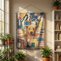 Load image into Gallery viewer, Custom Pet Blanket – Woven Cotton Personalized Portrait Throw