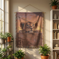 Load image into Gallery viewer, Lion Throw Blanket – Handwoven Cub Design Safari Nursery Wall Hanging