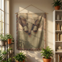 Load image into Gallery viewer, Elephant Throw Blanket – Safari Nursery Woven Cotton Gift
