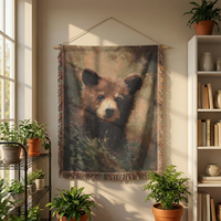 Load image into Gallery viewer, Bear Throw Blanket – 100% Cotton Woven Rustic Cabin Wildlife Tapestry