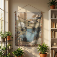 Load image into Gallery viewer, Woven Tapestry Throw Blanket – Farmhouse Cottage Landscape with Fringe