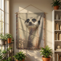 Load image into Gallery viewer, Meerkat Throw Blanket – Woven Cotton Wildlife Tapestry Wall Hanging