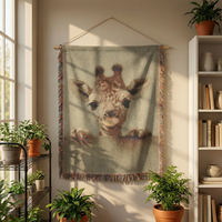 Load image into Gallery viewer, Giraffe Nursery Blanket – Woven Cotton Boho Safari Throw with Fringe