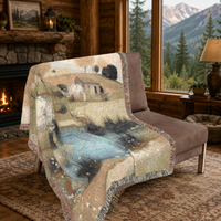 Load image into Gallery viewer, Woven Tapestry Throw Blanket – Farmhouse Cottage Landscape with Fringe