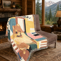 Load image into Gallery viewer, Custom Pet Blanket – Woven Cotton Personalized Portrait Throw