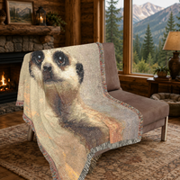 Load image into Gallery viewer, Meerkat Throw Blanket – Woven Cotton Wildlife Tapestry Wall Hanging