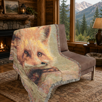 Load image into Gallery viewer, Fox Throw Blanket – Woven Vintage Tapestry for Woodland Nursery