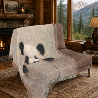 Load image into Gallery viewer, Panda Woven Blanket – Soft Cotton Throw for Nursery Gifts
