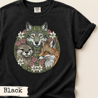 Load image into Gallery viewer, Woodland Animal Art Print Wolf Fox Otter Illustration Forest Wildlife Design Botanical Floral Elements Nature Inspired Artwork Wildflower Details Cottagecore Style Perfect Gift Nature Lover Home Wall Display Rustic Outdoor Adventure Theme