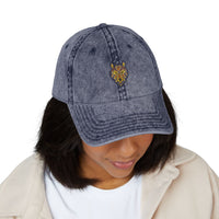 Load image into Gallery viewer, Vintage Embroidered Wolf Cap — Distressed Grey Baseball Hat