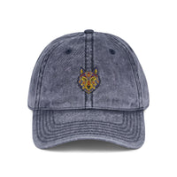 Load image into Gallery viewer, Vintage Embroidered Wolf Cap — Distressed Grey Baseball Hat