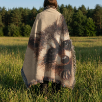 Load image into Gallery viewer, Raccoon Woven Blanket – 100% Cotton Wildlife Throw