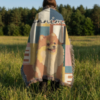 Load image into Gallery viewer, Custom Pet Blanket – Woven Cotton Personalized Portrait Throw
