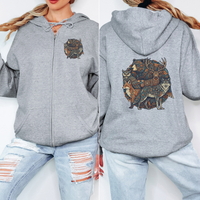 Load image into Gallery viewer, Woodland Animal Zip Hoodie